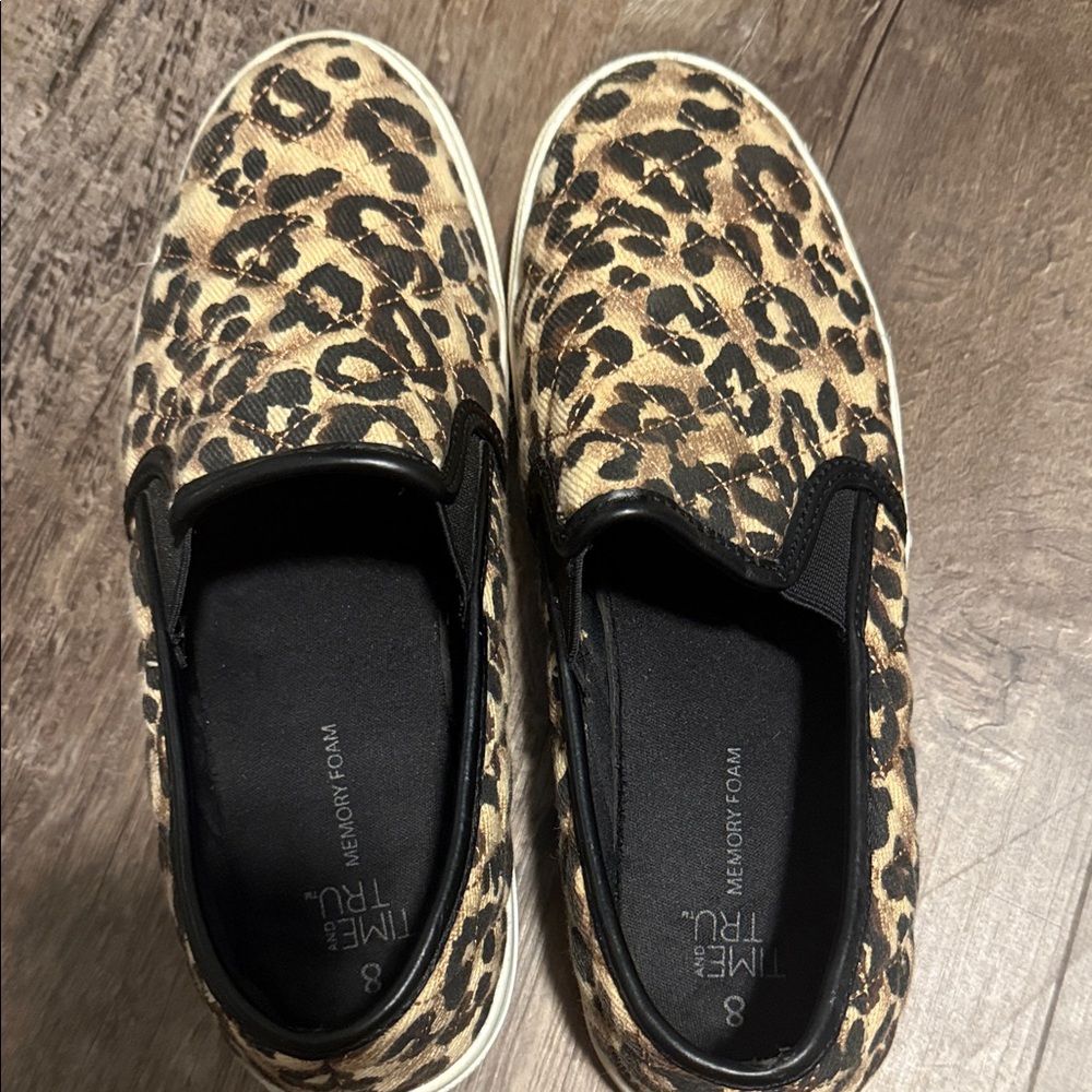 Time and Tru Leopard Print Slip-On Sneakers
